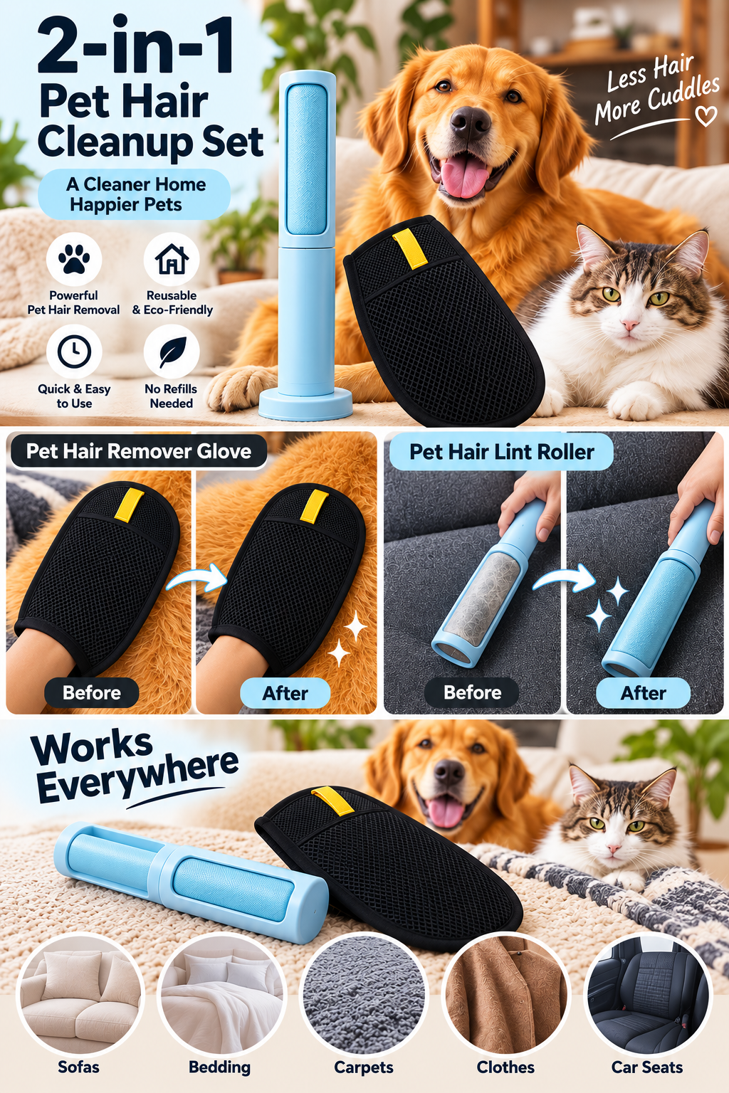 Komplettes Set zur Entfernung von Tierhaaren